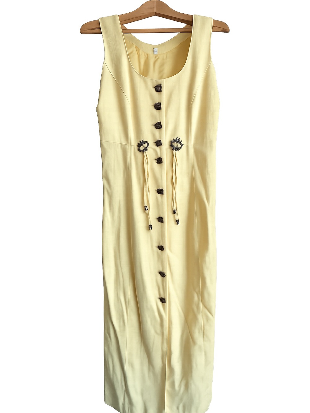 Vintage Yellow Linen Blend Midi Dress